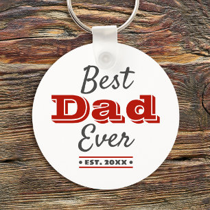 Best Dad Ever Graphic Cool Modern Red Typography Keychain