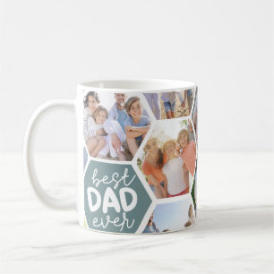 Best Dad Ever Green Hexagons Photo Coffee Mug