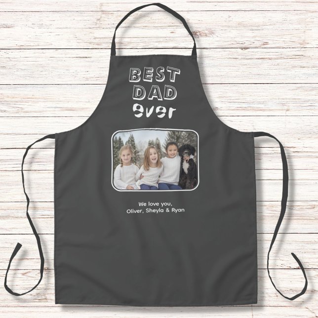 Best Dad Ever Grey Custom Photo Keepsake Apron (Creator Uploaded)