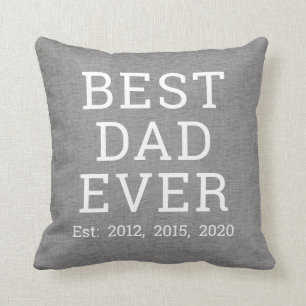Best Dad Ever Grey Linen Father's Day Throw Pillow
