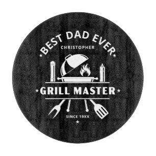 Best Dad Ever Grill Master Custom Black & White Cutting Board