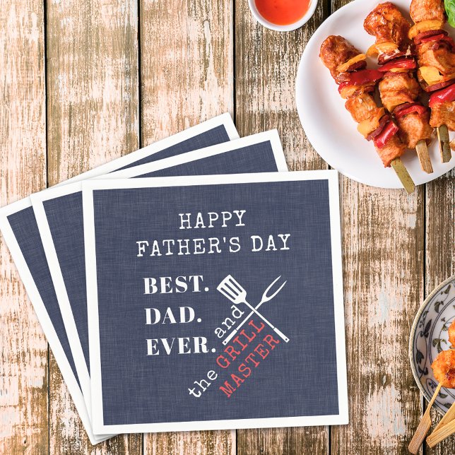  Best Dad Ever Grill Master Fathers Day Napkin (Creator Uploaded)