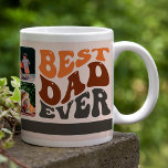 Best Dad Ever Groovy Retro Typography and 4 Photo Large Coffee Mug<br><div class="desc">Best Dad Ever 4 photo coffee mug - fun and useful gift for dad for father's day etc. The design is lettered in groovy retry typography and the template is set up for you to add four of your favourite photos and your custom text on the bottom, such as kids...</div>