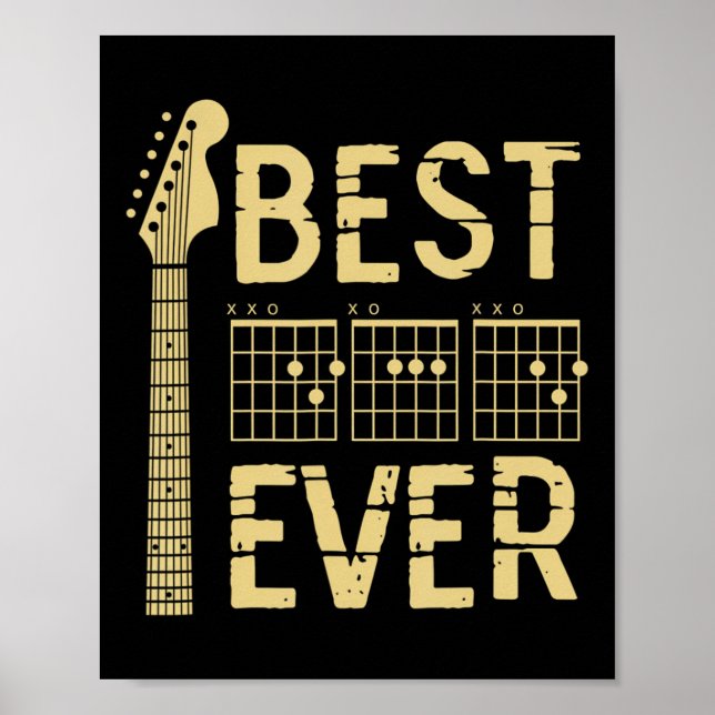 Best Dad Ever Guitar Chord Guitarist Dad Fathers D Poster (Front)