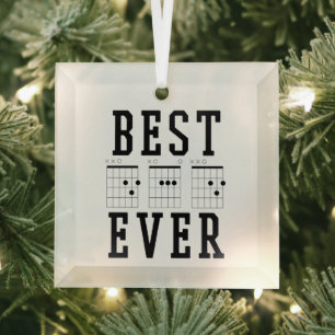 Best Dad Ever Guitar Chords   Father's day Gift Glass Ornament
