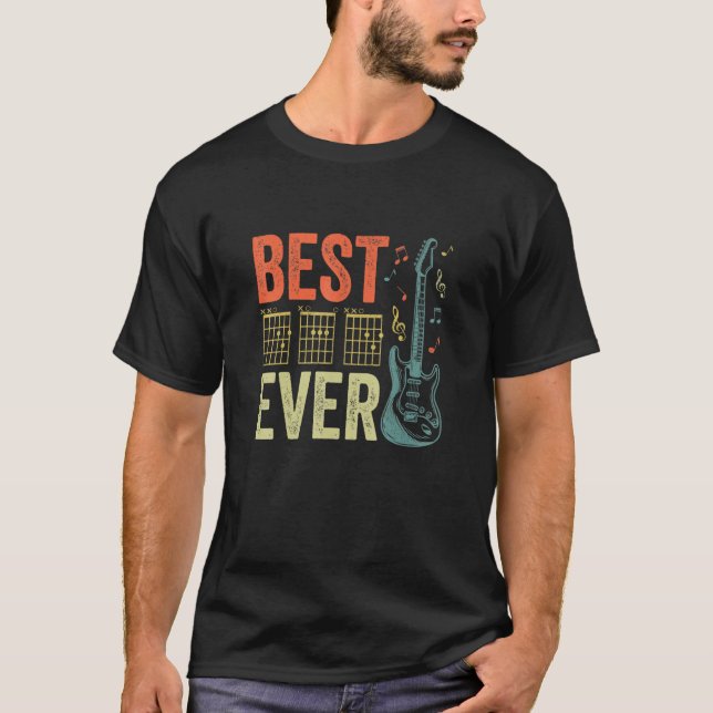 Best Dad Ever Guitar Music Chord Apparel Fathers D T-Shirt (Front)