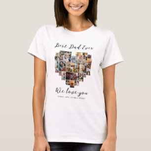 Best Dad Ever Happy Father Day Heart Photo Collage T-Shirt