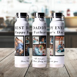 Best Dad Ever Happy Father`s Day 5 photo collage Water Bottle<br><div class="desc">Modern contemporary Happy Father's Day BEST DADDY EVER five family photo collage keepsake simple white and black water bottle with a bold typography script template. Create your own with 5 family pictures and your text! You can change the colours of text and background. It can be a cute personalized gift...</div>