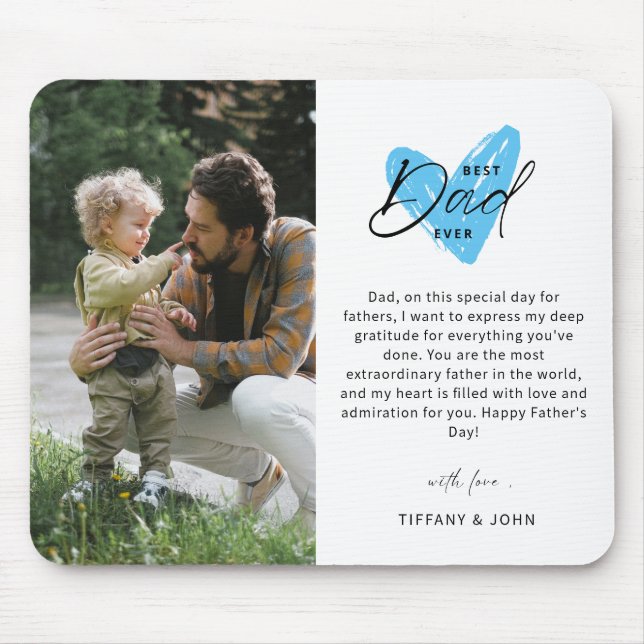 Best Dad Ever Happy Father's Day Photo Keepsake Mouse Pad (Front)