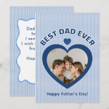 Best Dad Ever Heart Photo Card Minimalist Template
