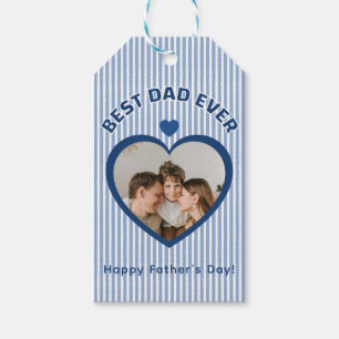 Best Dad Ever Heart Photo Card Minimalist Template Gift Tags
