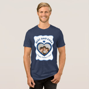 Best Dad Ever Heart Photo Card Minimalist Template Tri-Blend Shirt