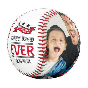 Best Dad Ever Hero Thin Red Line Flag Photo Baseball