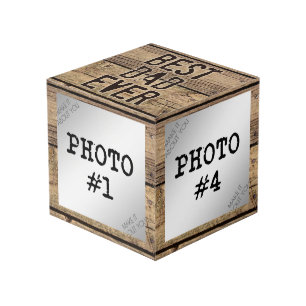 Best Dad Ever in Rustic Wood-Framed Photos Cube