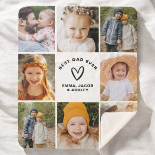 Best Dad Ever Instagram Father's Day Photo Collage Sherpa Blanket