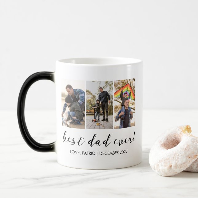 Best Dad Ever Keepsake Multi Photo Magic Mug (With Donut)