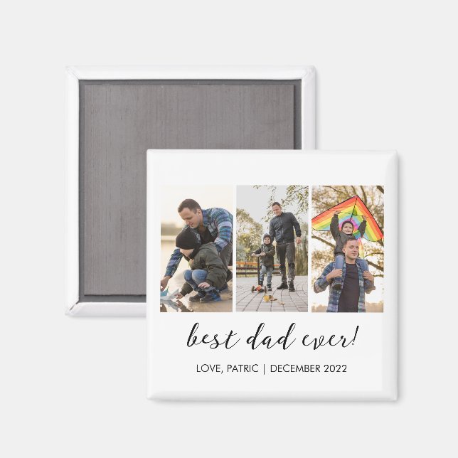 Best Dad Ever Keepsake Multi Photo Magnet (Front/Back)