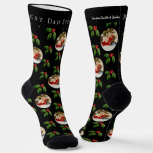 Best Dad Ever Kid Photo & Name Christmas Socks