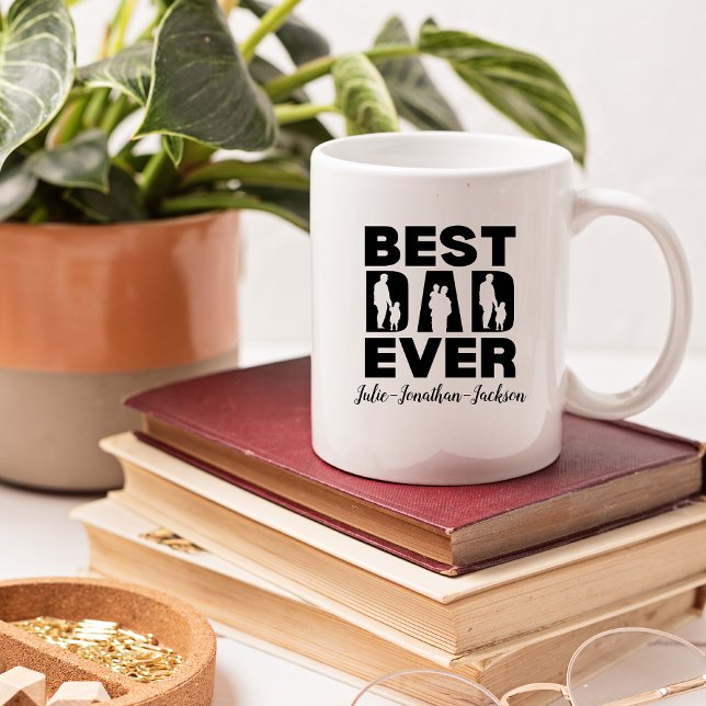  Best Dad Ever Kid Silhouette Personalized Coffee Mug (Creator Uploaded)