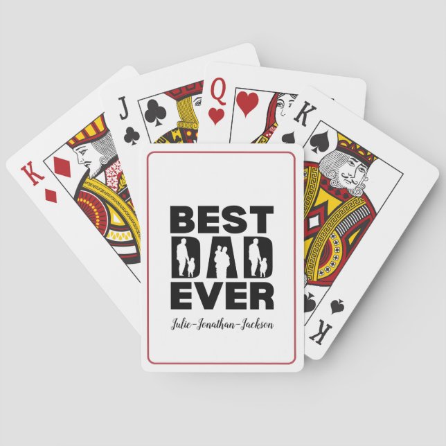  Best Dad Ever Kid Silhouette Personalized Playing Cards (Back)