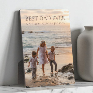 Best Dad Ever Kids Names Personalized Modern Photo Plaque
