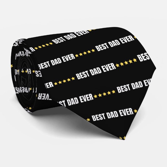 Best Dad Ever Light Black Tie (Rolled)