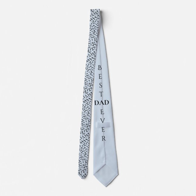 Best Dad Ever Light Blue and Black Lines Pattern  Tie (Back)