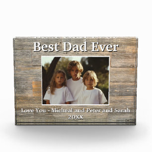 Best Dad Ever light wood grain photo template Block
