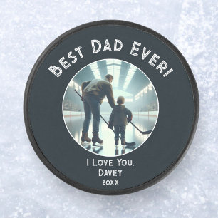 Best Dad Ever! Love You Full Photo Father's Day Hockey Puck