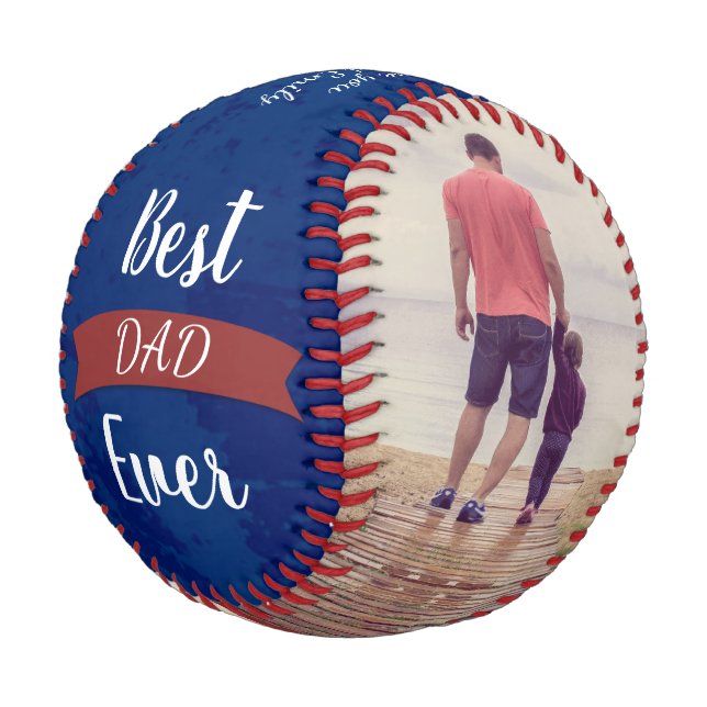 Best dad ever lue texture custom photo   baseball (Angled)