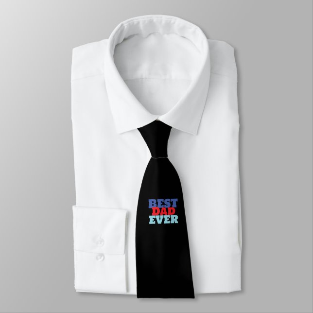 Best Dad Ever Minimalist Cool Professional Tie (Tied)