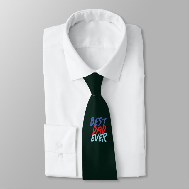 Best Dad Ever Minimalist Cool Professional Tie (Tied)