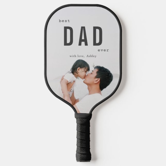 Best Dad Ever Minimalist Photo Father's Day Pickleball Paddle (Front)
