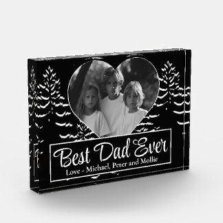 Best Dad Ever  minimalist tree photo template Block
