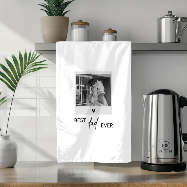 Best Dad Ever Minimalistic Photo  Kitchen Towel (Creator Uploaded)
