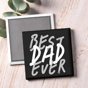 Best Dad Ever Modern Black and Grey Grunge Magnet
