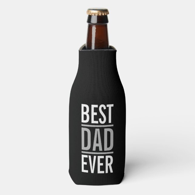 Best Dad Ever | Modern Black Bottle Cooler (Bottle Front)