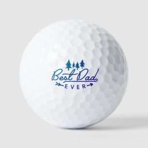 Best Dad Ever Modern Blue Typography Trees Golf Balls