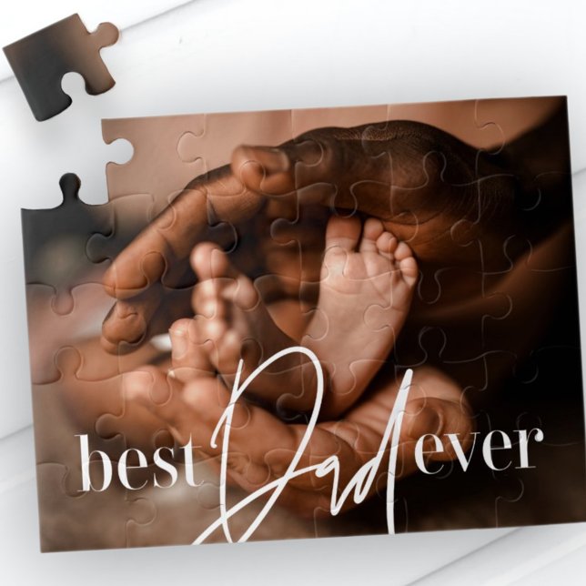 Best Dad Ever Modern Classic Simple Elegant Photo Jigsaw Puzzle (Creator Uploaded)