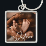 Best Dad Ever Modern Classic Simple Elegant Photo Keychain<br><div class="desc">This simple and modern design is composed of serif and cursive typography and add a custom photo</div>