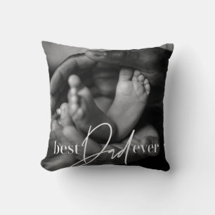 Best Dad Ever Modern Classic Simple Elegant Photo Throw Pillow