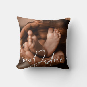 Best Dad Ever Modern Classic Simple Elegant Photo Throw Pillow