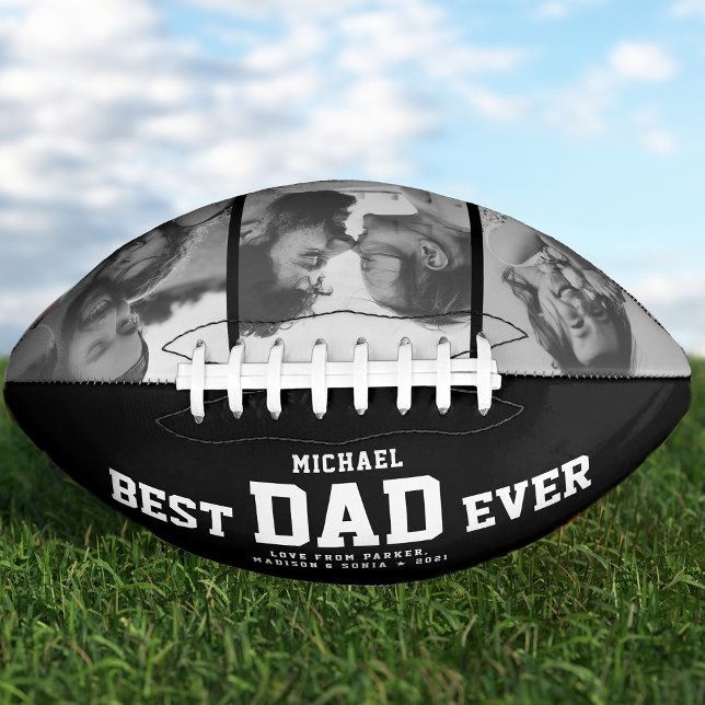 BEST DAD EVER Modern Cool Black and White Football (Creator Uploaded)