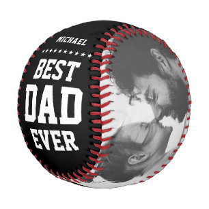 BEST DAD EVER Modern Cool Name and Message Photo Baseball
