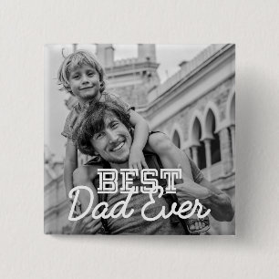 Best Dad Ever Modern Cool Stitch Custom Photo 2 Inch Square Button