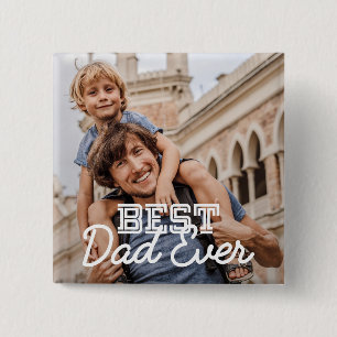 Best Dad Ever Modern Cool Stitch Custom Photo 2 Inch Square Button