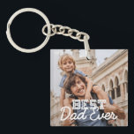 Best Dad Ever Modern Cool Stitch Custom Photo Keychain<br><div class="desc">This simple and modern design is composed of serif and cursive typography and add a custom photo</div>