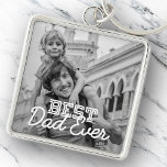 Best Dad Ever Modern Cool Stitch Custom Photo Keychain<br><div class="desc">This simple and modern design is composed of serif and cursive typography and add a custom photo</div>