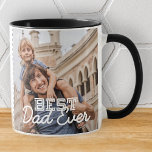 Best Dad Ever Modern Cool Stitch Custom Photo Mug<br><div class="desc">This simple and modern design is composed of serif and cursive typography and add a custom photo</div>