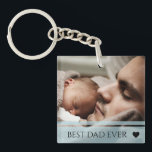 Best Dad Ever Modern Custom Photo Keychain<br><div class="desc">"Best Dad Ever" and your photo on front with your own personalised message on the back.</div>